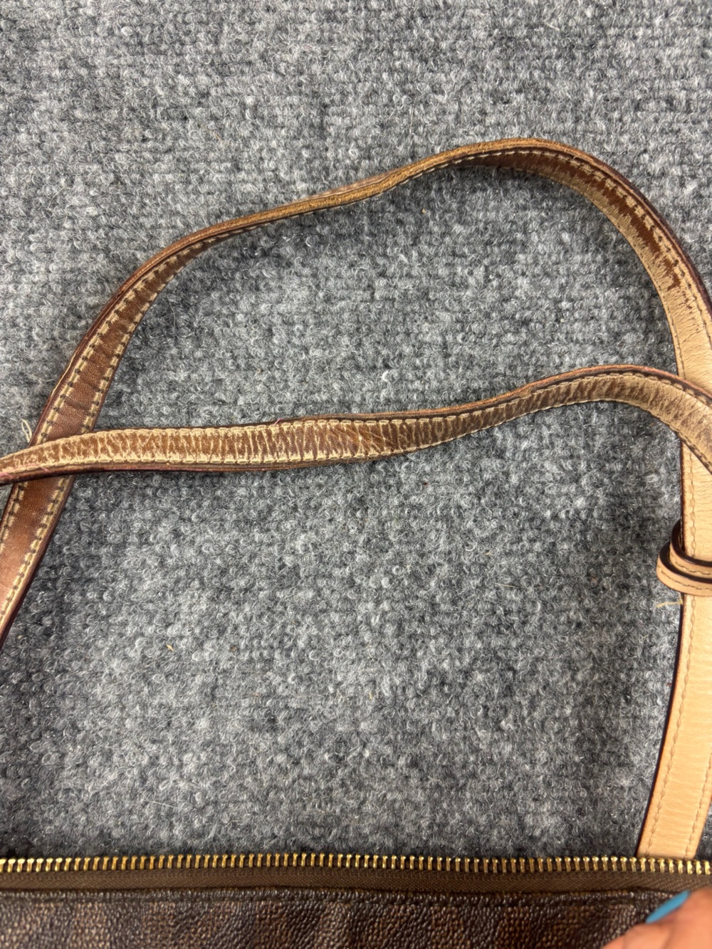 MICHAEL KORS Jet Set Tote Bag Brown Logo Print Canvas Tan Leather Trim Purse - Picture 7 of 11